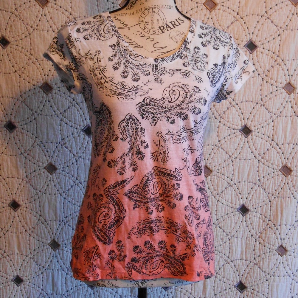 3/$10 Style & Co Petite Paisley Print Ombre Tee